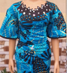 Teal Ankara two-piece with puff sleeves